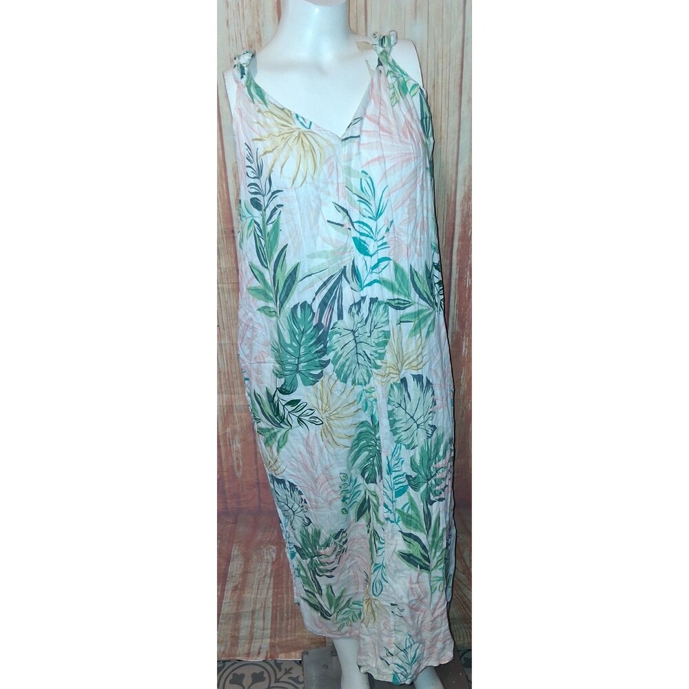 C & C California White Floral V-neck Tank Midi Dress Sz XL